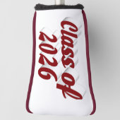 Klas van 2026 bordeauxrode tekst afstuderen golfheadcover (Draai 90)