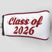 Klas van 2026 bordeauxrode tekst afstuderen golfheadcover (Voorkant)