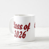 Klas van 2026 bordeauxrode tekst afstuderen koffiemok (Voorkant links)