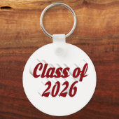 Klas van 2026 bordeauxrode tekst afstuderen sleutelhanger (Voorkant)
