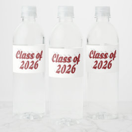 Klas van 2026 bordeauxrode tekst afstuderen  waterfles etiket