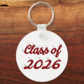 Klas van 2026 bordeauxrood schrift afstuderen sleutelhanger (Voorkant)