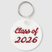 Klas van 2026 bordeauxrood schrift afstuderen sleutelhanger (Achterkant)