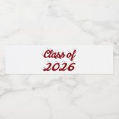 Klas van 2026 bordeauxrood schrift afstuderen  waterfles etiket (Enkel label)