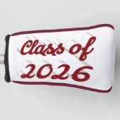 Klas van 2026 bordeauxrood script afstudeer golfheadcover (Voorkant)