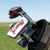 Klas van 2026 bordeauxrood script afstudeer golfheadcover (Insitu)