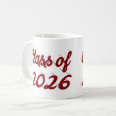 Klas van 2026 bordeauxrood script afstudeer koffiemok (Voorkant links)