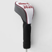 Klas van 2026 bordeauxrood script afstudeercadeau  golfheadcover (Schuin)