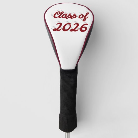 Klas van 2026 bordeauxrood script afstudeercadeau  golfheadcover (Voorkant)