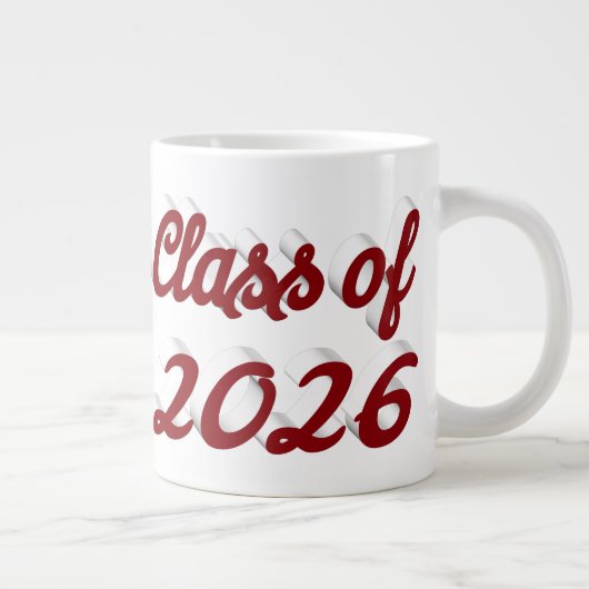 Klas van 2026 bordeauxrood script afstudeertekst grote koffiekop (Rechts)