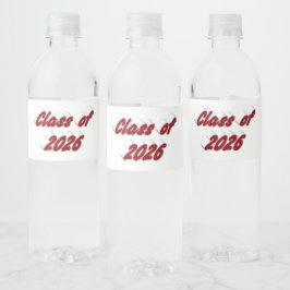 Klas van 2026 bordeauxrood tyoografie afstudeer  waterfles etiket