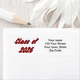Klas van 2026 bordeauxrood typografie afstuderen etiket