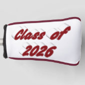 Klas van 2026 bordeauxrood typografie afstuderen  golfheadcover (Voorkant)