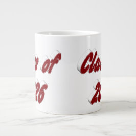 Klas van 2026 bordeauxrood typografie afstuderen grote koffiekop