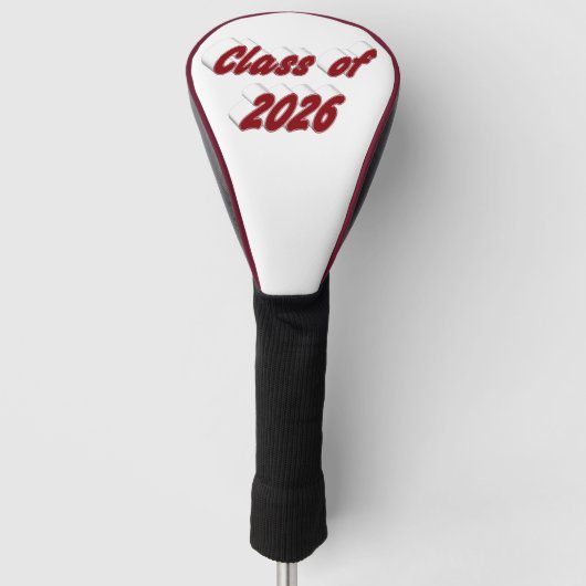 Klas van 2026 bourgondische typografie afstuderen golfheadcover (Voorkant)