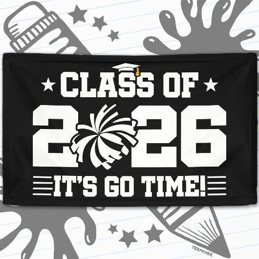Klas van 2026 Cheer Afstudeerquote 'It's Go Time' Spandoek
