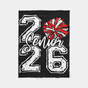 Klas van 2026 Cheer Senior 2026 Rode Pom Pom Cheer Fleece Deken