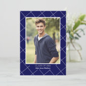Klas van 2026 Classic Navyblauw Foto Afstuderen Kaart (Staand voorkant)