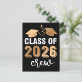Klas van 2026 Crew Afstudeerlettertype Vector Feestdagenkaart (Staand voorkant)