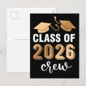 Klas van 2026 Crew Afstudeerlettertype Vector Feestdagenkaart (Voorkant / Achterkant)