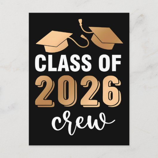 Klas van 2026 Crew Afstudeerlettertype Vector Feestdagenkaart (Voorkant)