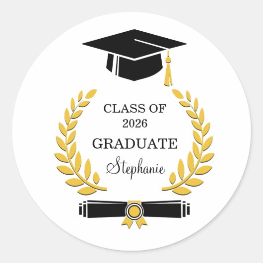 Klas van 2026 Elegante Moderne Afstuderen Ronde Sticker (Voorkant)