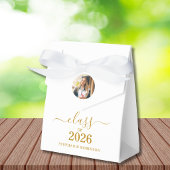 Klas van 2026 Foto Elegante Gouden Script Afstudee Bedankdoosjes