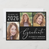 Klas van 2026 Foto Script Zwart Afstudeerfeest Aankondiging (Voorkant)