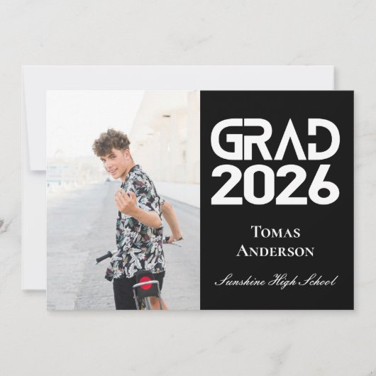 Klas van 2026 Foto Zwart en Wit Aankondiging (Voorkant)