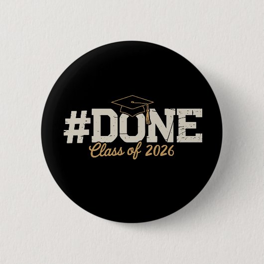 Klas van 2026 Goud Afstuderen Geslaagd Ronde Button 5,7 Cm (Voorkant)