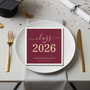 Klas van 2026 Goud Maroon Afstudeerfeest Servet