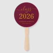 Klas van 2026 Goud Wijnrood Afstudeerfeest Handwaaier (Achterkant)