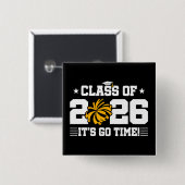 Klas van 2026 Gouden Cheer Afstuderen Het Is Tijd Vierkante Button 5,1 Cm (Voorkant /achterkant)