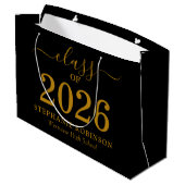 Klas van 2026 Gouden Schrift op Zwarte Afstudeerfe Groot Cadeauzakje (Achterkant Gekanteld)