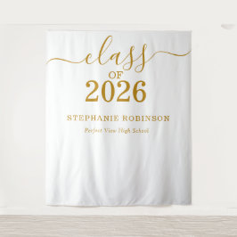 Klas van 2026 Gouden Script Afstudeer Achtergrond Wandkleed