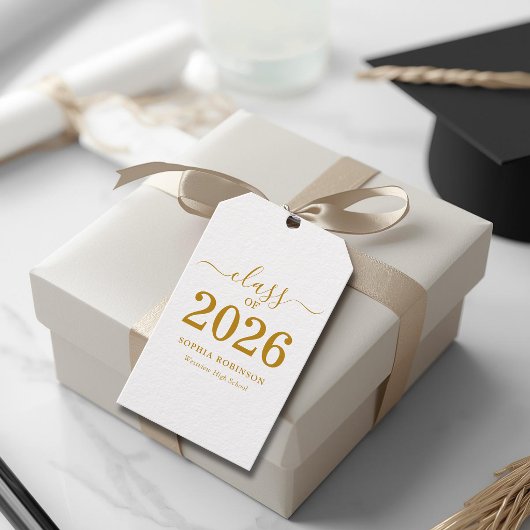 Klas van 2026 Gouden Script Afstuderen  Cadeaulabel