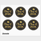 Klas van 2026 Gouden Script Cirkel Afstudeer Favor Ronde Sticker (Vel)