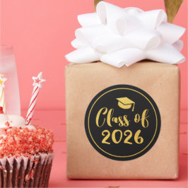 Klas van 2026 Gouden Script Cirkel Afstudeer Favor Ronde Sticker