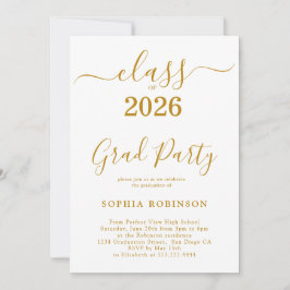 Klas van 2026 Gouden Script Moderne Afstudeerfeest Kaart
