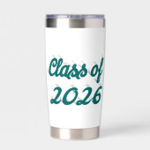 Klas van 2026 groen script afstuderen geïsoleerde drinkbeker (Achterkant)