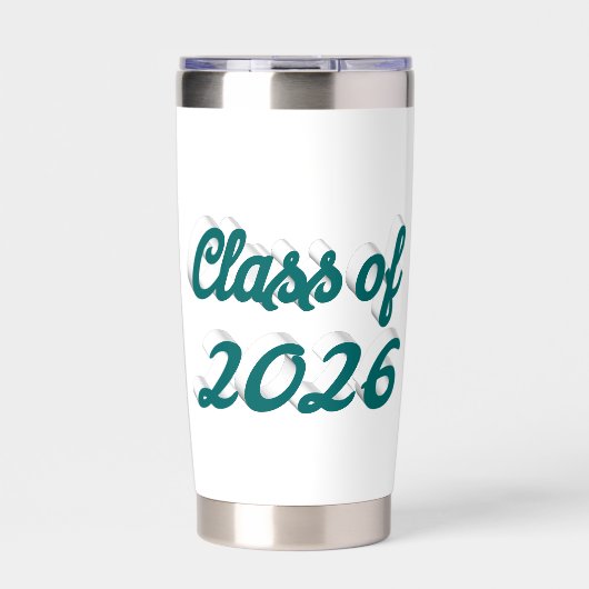 Klas van 2026 groen script afstuderen geïsoleerde drinkbeker (Voorkant)