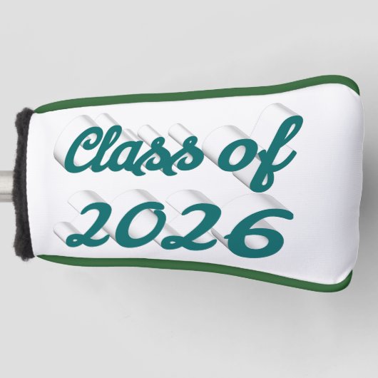Klas van 2026 groen script afstuderen golfheadcover (Voorkant)