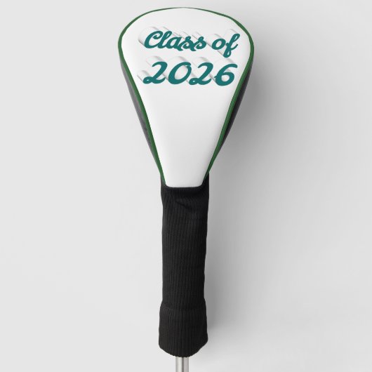 Klas van 2026 groen script afstuderen golfheadcover (Voorkant)