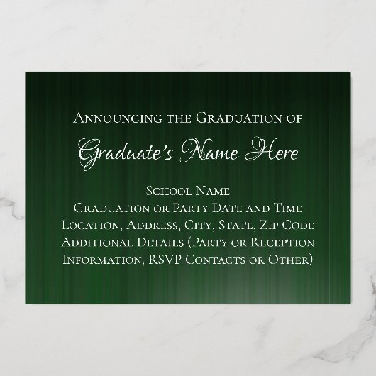 Klas van 2026 Groene Afstudeerceremonie Folie Uitnodiging (Achterkant)