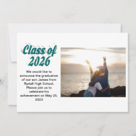 Klas van 2026 groene tekst afstudeerfoto kaart