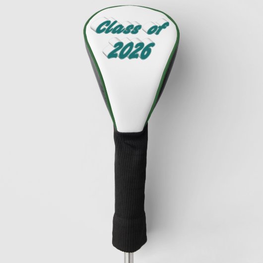 Klas van 2026 groene typografie afstuderen golfheadcover (Voorkant)