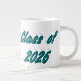 Klas van 2026 groene typografie afstuderen grote koffiekop