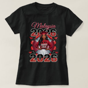 Klas van 2026 In Mijn Grad Era Zwarte Meisje Rood  T-shirt