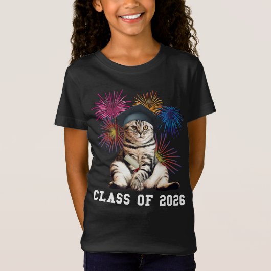 Klas van 2026 Kattenliefhebber T-shirt (Voorkant)