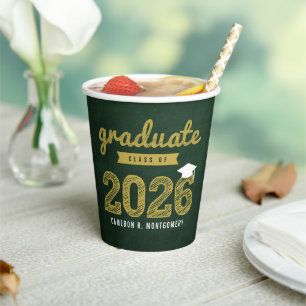 Klas van 2026 krijtbord schets afstudeerfeest papieren bekers